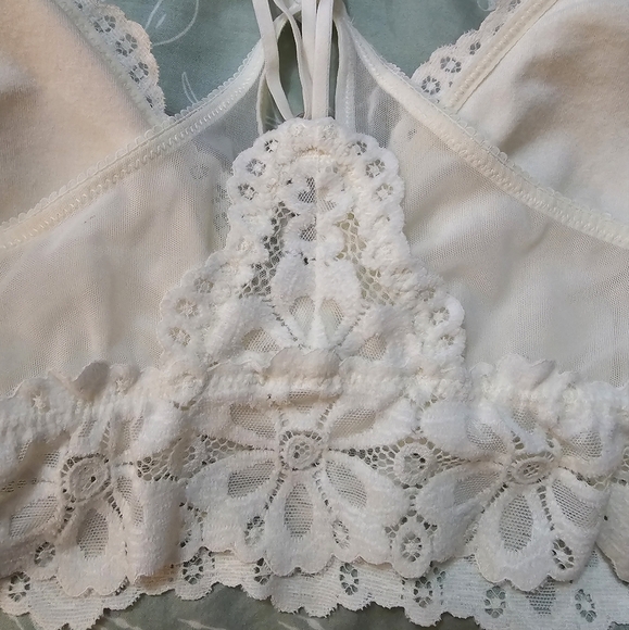 Aerie Cream Lace Bralette Intimates Cross Back Size M - Picture 8 of 11